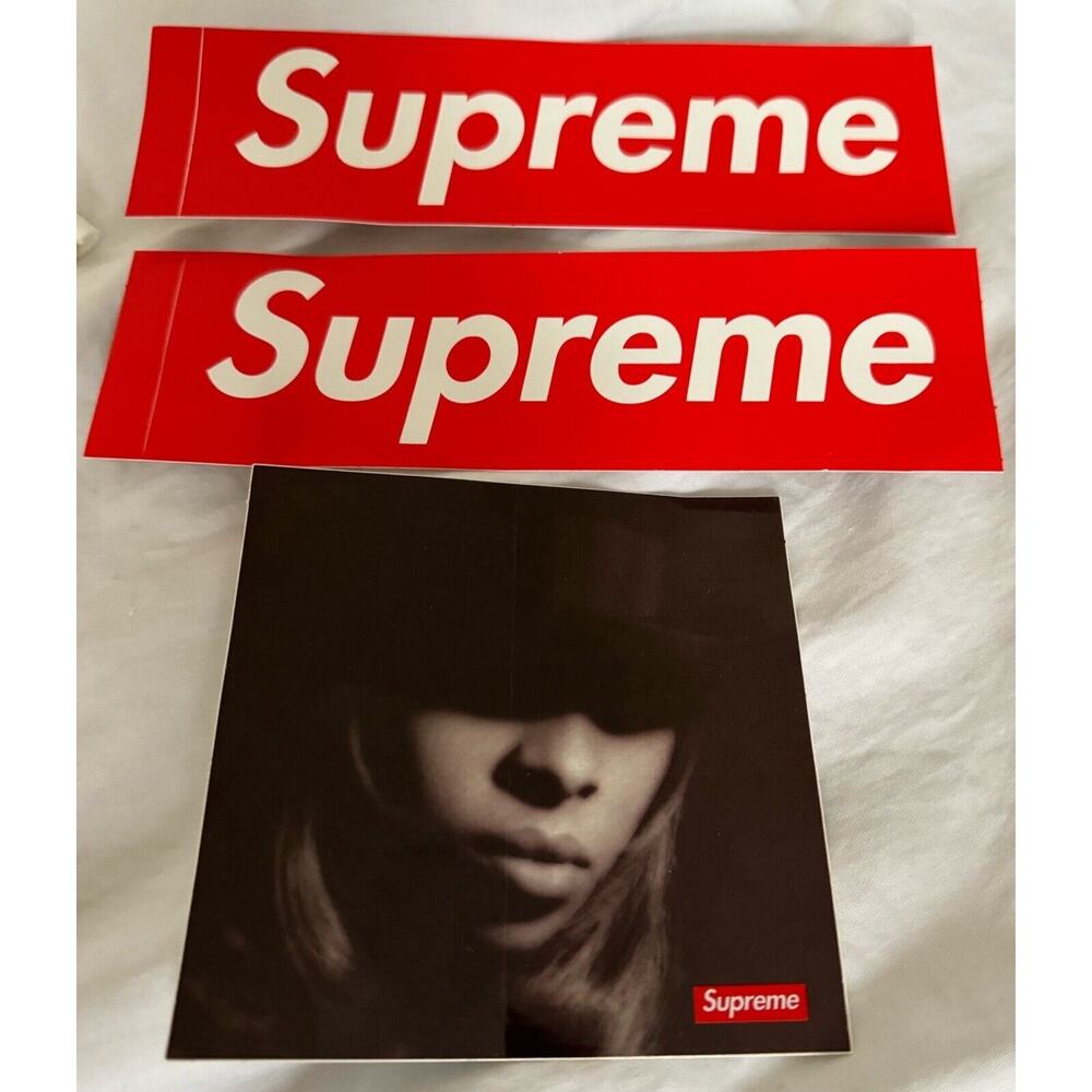 Supreme Red & White Logo Stickers and Black Poster Wall Art